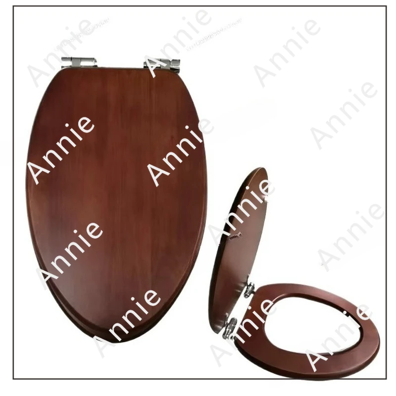 Rubber Wood Cover To Replace Old-fashioned Toilet, Long V-shaped Special Stainless Steel Slow-down Quick-release Hinge