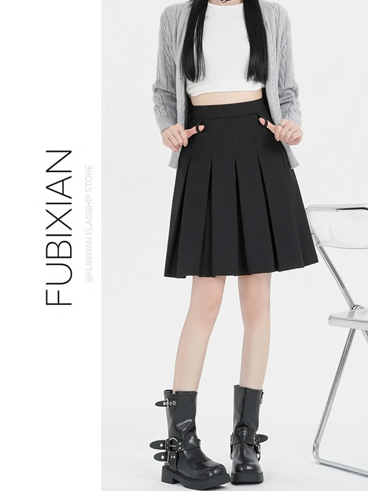 

Новая женская юбка-миди Bla Suit Skirt для весны и осени, скрывающая недостатки фигуры, с высокой талией, плиссированная, укороченная