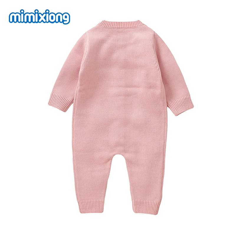 Baby Girls Rompers Knit Spring Pink Long Sleeve Newborn Infant Jumpsuits Playsuits One Piece Toddler Overall Kids Floral Clothes