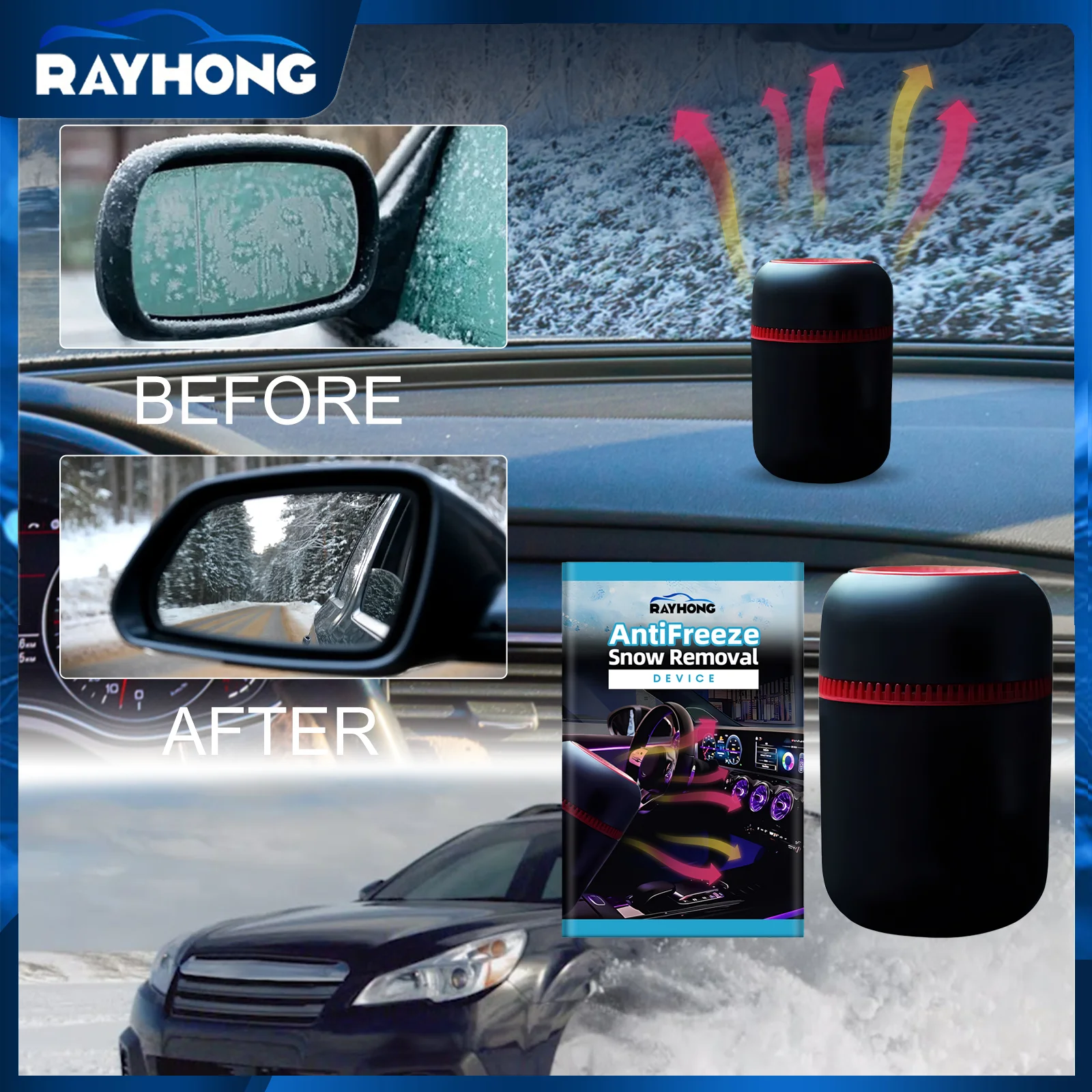 Set and Forget Car Deicer Box Portable Ice Melter for Windshield Fragrant Anti Ice Device Works Continuously Winter Essential