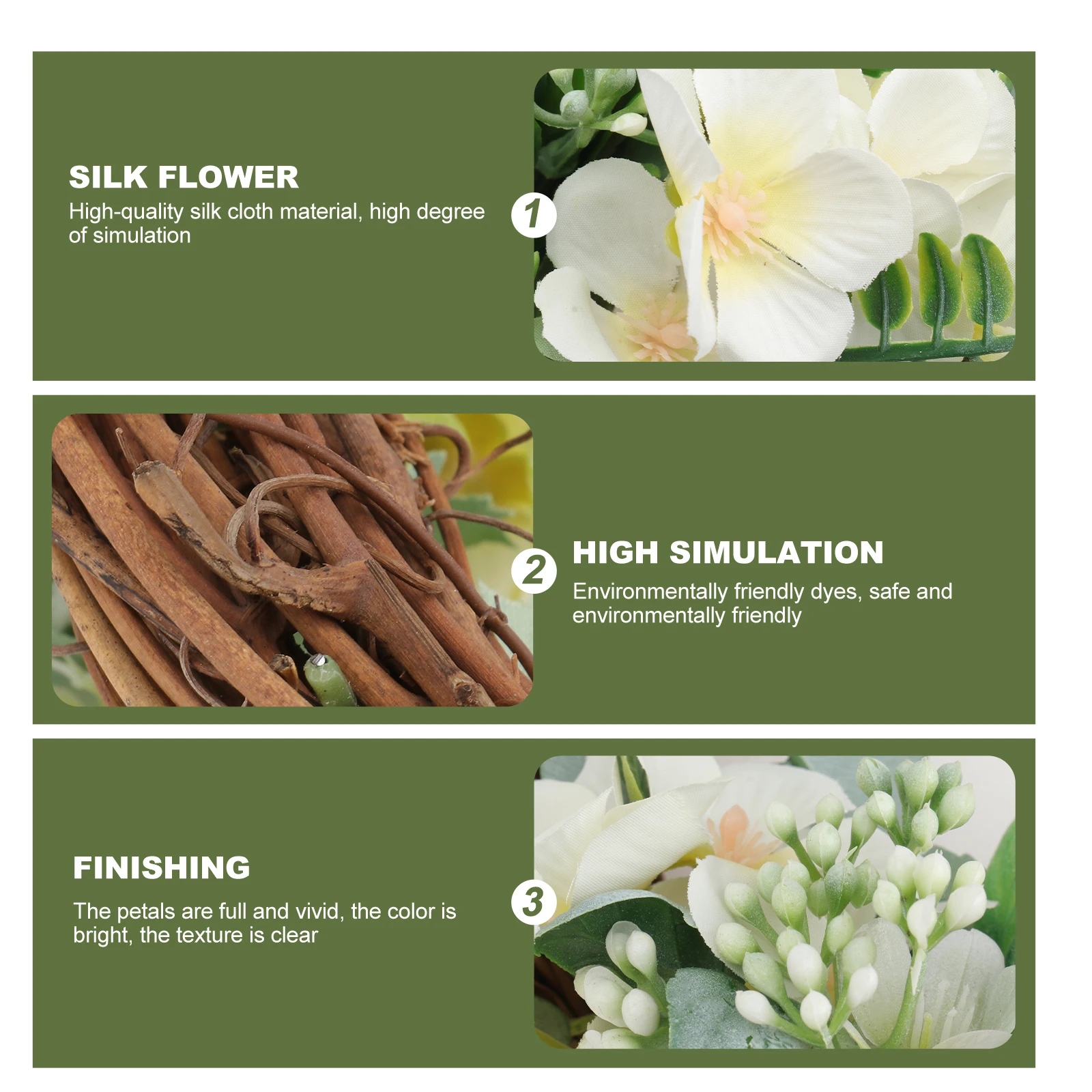 

1pc Lifelike Garland Decor Realistic Wedding Wreath Door Wall Hanging Artificial Flower Garland Decorative Party Simulation