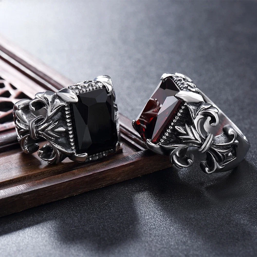 

Gothic Punk Cubic Zirconia Dragon Ring Casting Prong Setting Red CZ Stone S925 Silver Christ Prayer Male Alliance Jewelry