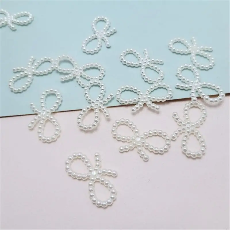 20/50 pcs pakaian DIY tambalan plastik mutiara bowknot kotak kado jepit jepit y08e