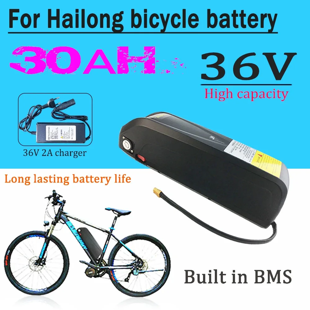 

EBike Battery Hailong 36V 20Ah For Electric Bicycle 1500W 1000W 750W 500W 350W 250W+charger