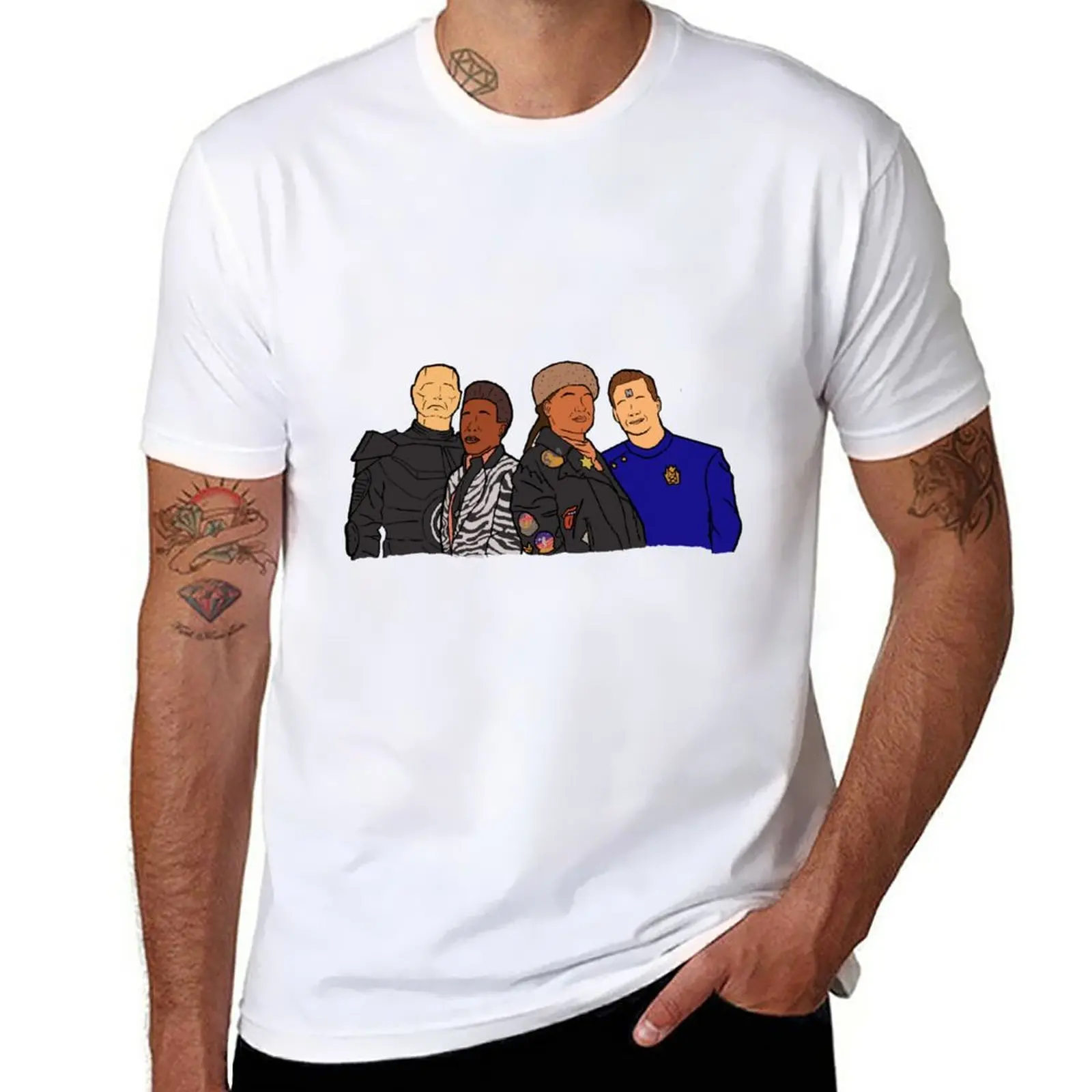 New Lister, Rimmer, Cat, Kryten from Red Dwarf T-Shirt black t shirt black t shirts slim fit t shirts for men