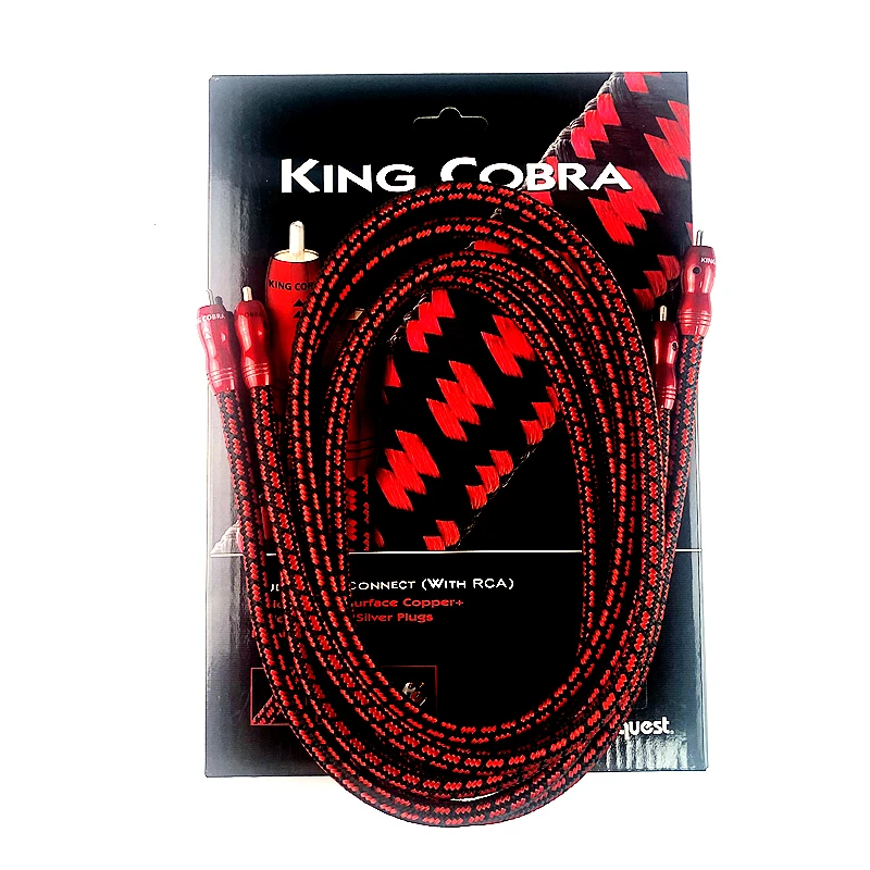 King Cobra PSC HiFi Audio Silver Plated RCA to RCA Plug Interconnect Cable With Box