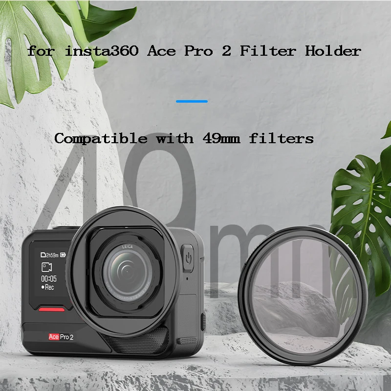 Filter Holder for Insta360 Ace Pro 2 Bracket Metal Protective Frame Compatible with 49mm Filters Accessories