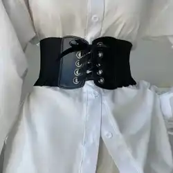 1pcs Women's Wide Black Belt with Buckle and Straps, a Versatile Fashionable Ins-style Waist Belt Suitable for Daily Wear, Can W