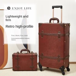 Retro Spinner Rolling Luggage Universal Wheel High Value Suitcase Password Trolley Suitcase Sets 20'' 24'' Inch Leather