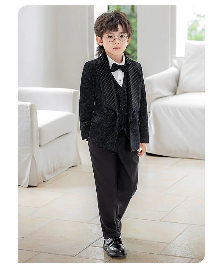 Kinderanzug-Set, Jungen Neujahrs-Bühnenkostüm, Laufsteg-Show Moderator-Outfit, Auftritts-Kostüm, Blazer für Blumenmädchen Geburtstagsfeier A5052 – Detail 10