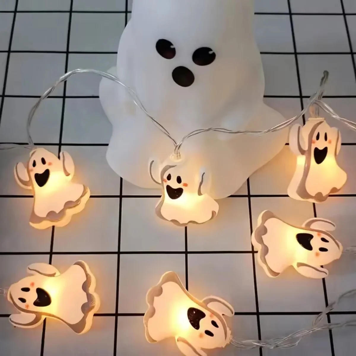 البوب 1 قطعة 10/20 LED هالوين رفع اليد شبح سلسلة ضوء معلق مصباح للزينة بطارية تعمل بالطاقة للمنزل حديقة هالوين دي