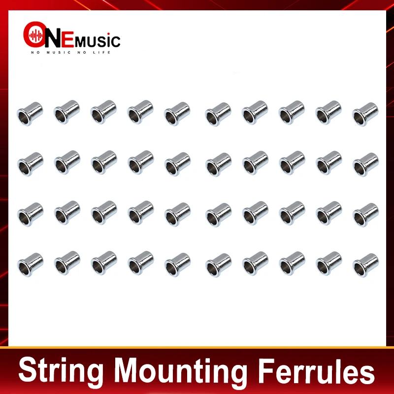 40Pcs Electric Bass Guitar String Thru Body Ferrules Bushing Guitar Bridge String Mounting Ferrules Bushing Black-gold-Chrome