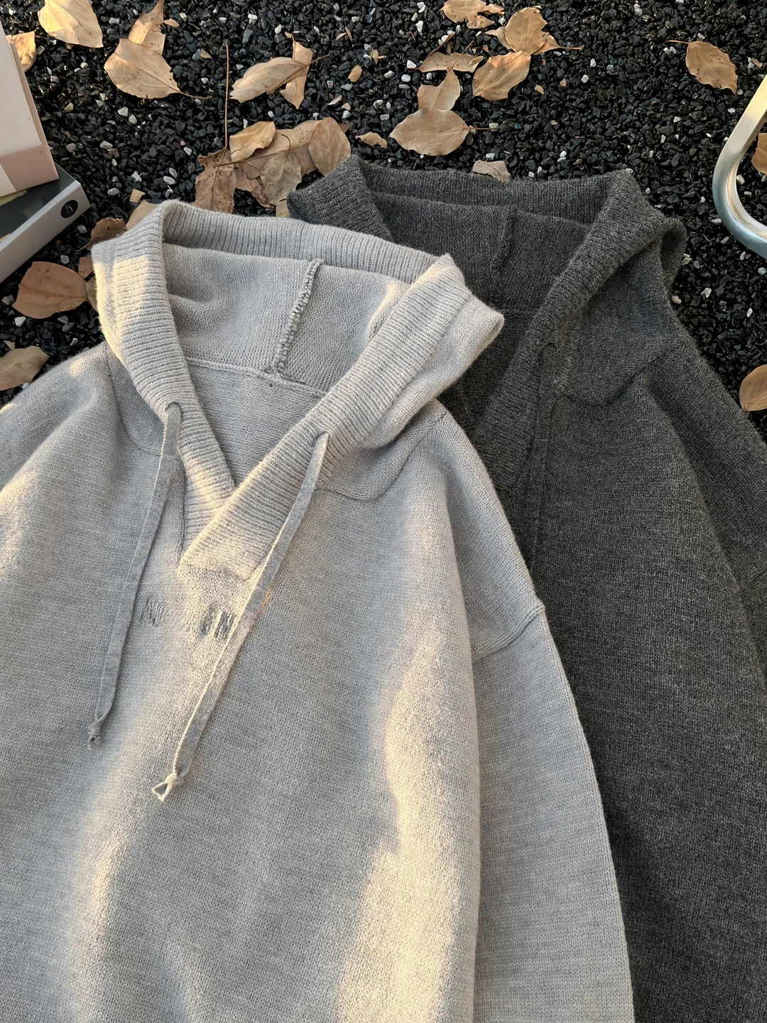 

American Sle Embroidered Hoodie Men's Knitted Sweater Lazy Sle Retro Casual Top for Autumn Winter Heavyweight Trendy Brand