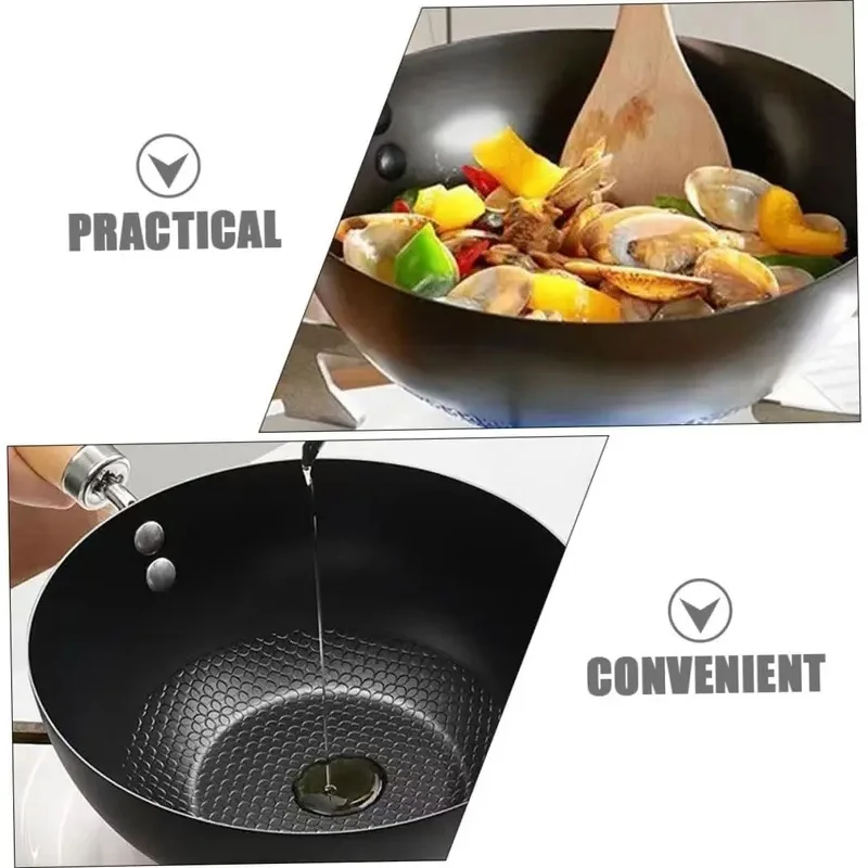 Uncoated Flat Bottom Wok Small Iron Wok for Stir-Fry Cooking Stove Induction Cookware Accessories Kitchen Supply