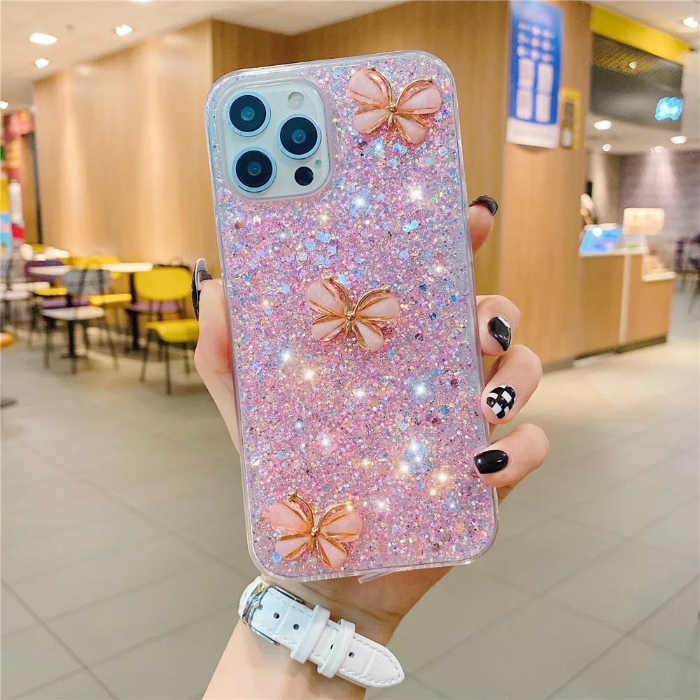 Funda suave con purpurina 3D para Xiaomi Redmi Note 13 Pro Plus, 11, 12, 10, 9 Pro, 11S, 10S, 9S, 13C, 12C, 10C, POCO X3, X5, 11 Lite