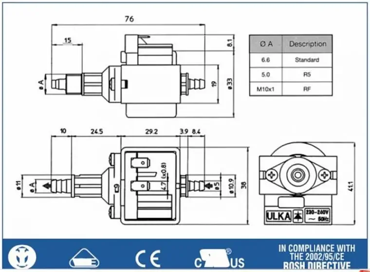 ULKA NME3 AC220V 240V 16W High Pressure Mini Electromagnetic Pump Coffee Machine Water Pump Plunger Pump Accurate flow rate