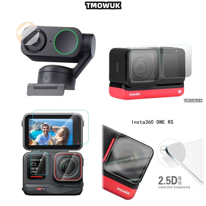 

For Insta360 GO3S Case For One RS Link 2 Link 2C GO 3 3s ACE Pro AcePro 2, Hard Tempered Glass LCD Screen Protector + TPU Soft L