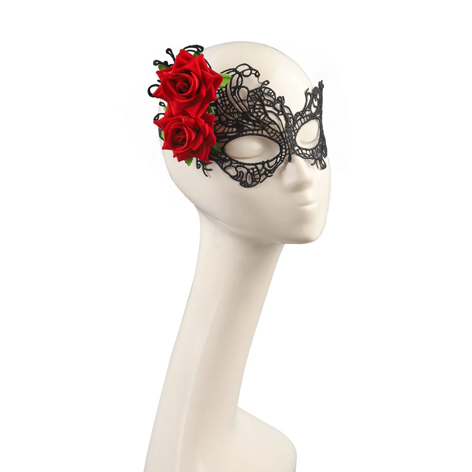 Masquerade Mask Womens Venetian Mask Pretty Elegant Lady Masquerade Halloween Mardi Gras Party Props with Rose Decor