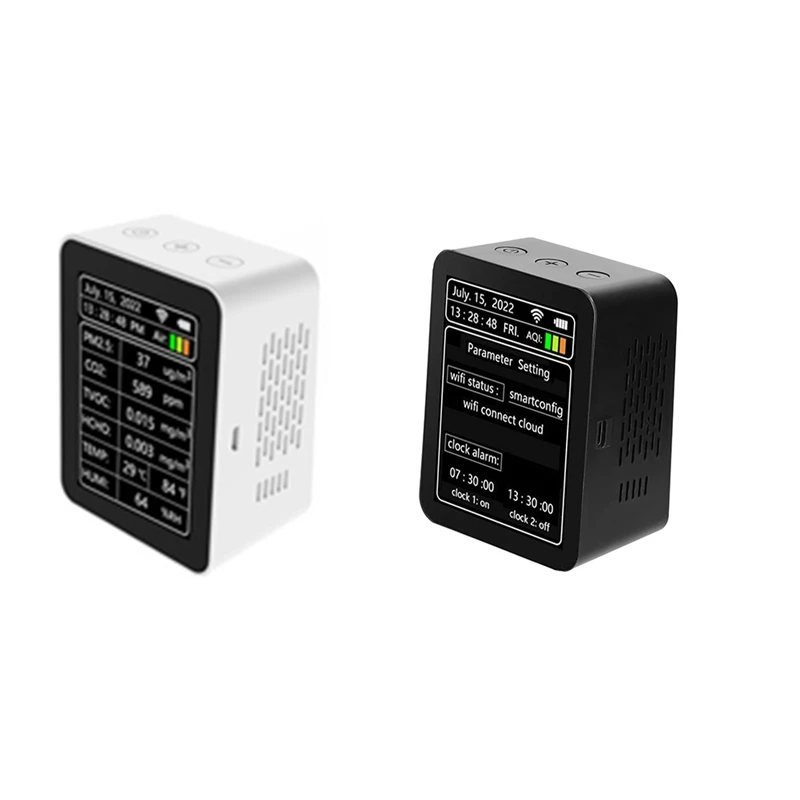 ELEC-Tuya Wifi 7 في 1 كاشف جودة الهواء الذكي PM2.5 CO2 TVOC HCHO كاشف درجة الحرارة والرطوبة AQI