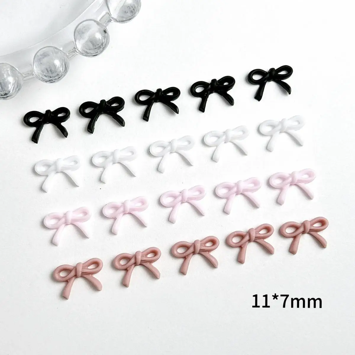 50PCS French Gentle Style Simple Bow Nail Charms 3D Resin Mini Cute Bow Nail Art Decorations Phone Case Manicure DIY Accessories