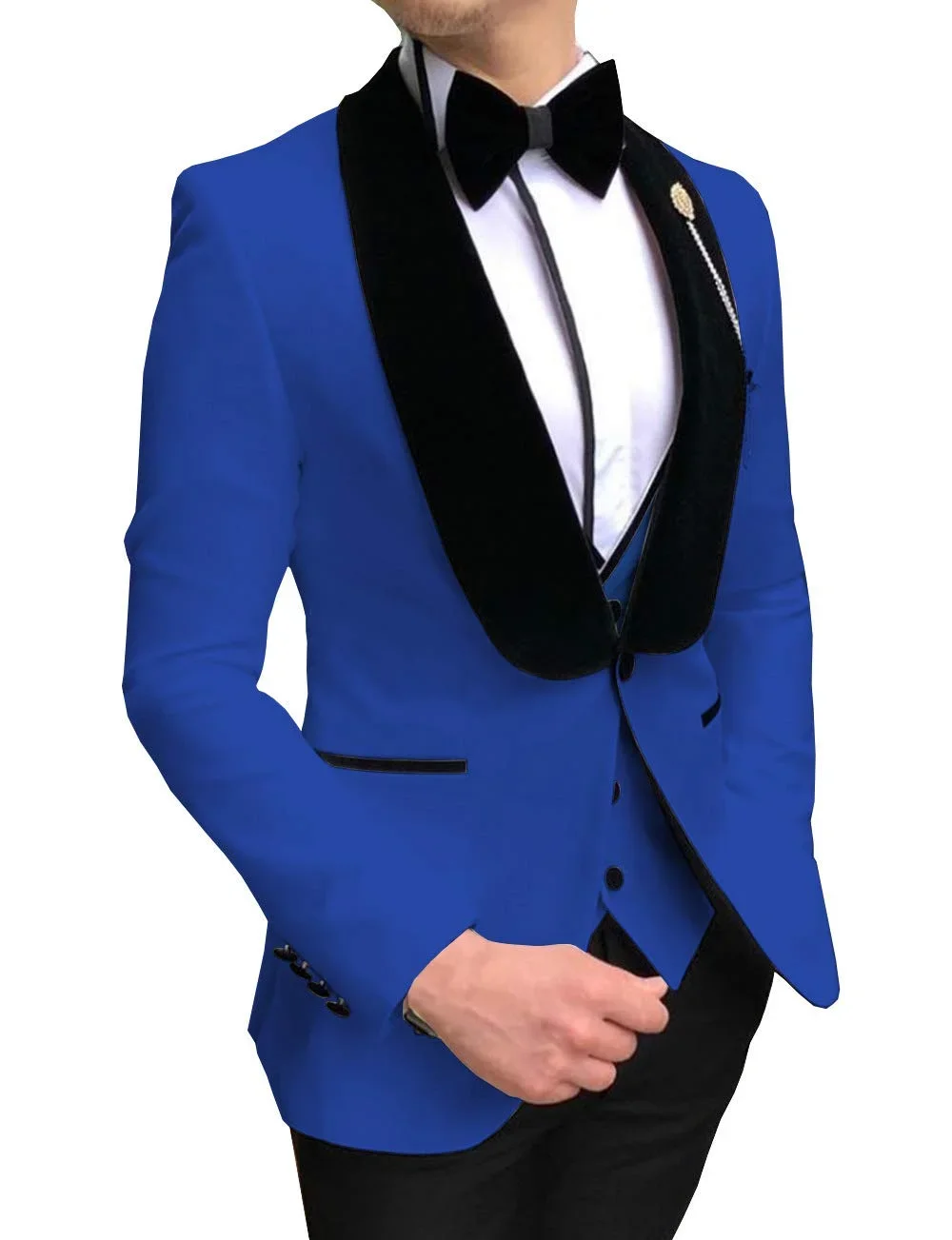 

Royal Blue Men Suits Prom Tuxedos Groom Blazer Slim Fit Dinner Party Suit For Men 3 Piece