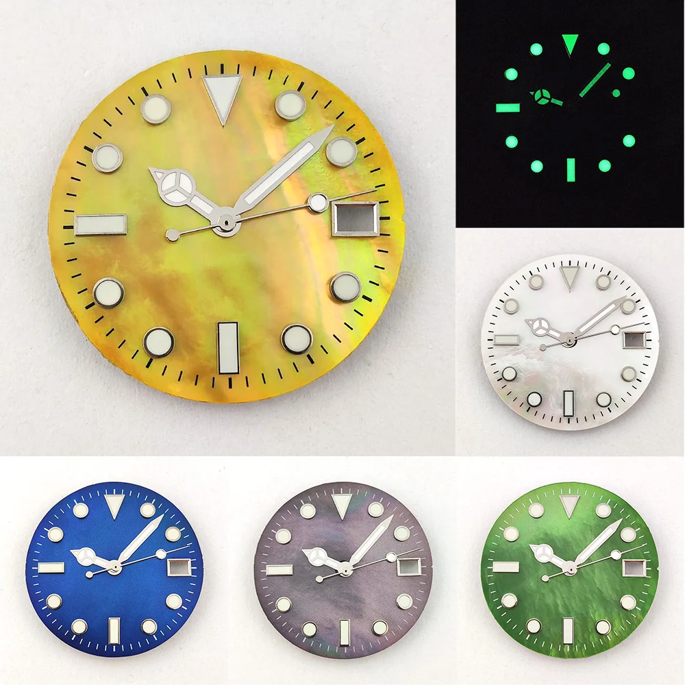 28.5mm Dial NH35 Dial High Quality Pearl Face Watch Dial With Hands NH36 Luminous Dial Watch Accessories Fits NH35/NH36 Movement