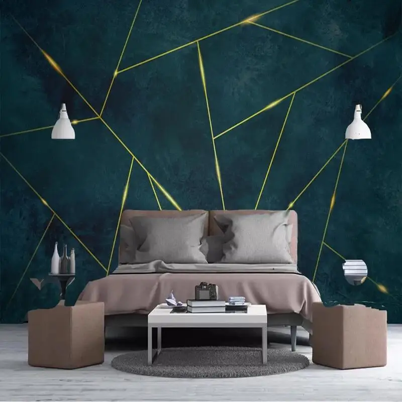 

Custom Mural Wallpaper 3D Creative Golden Geometric Lines Fresco Living Room TV Sofa Background Wall Home Decor Papel De Parede