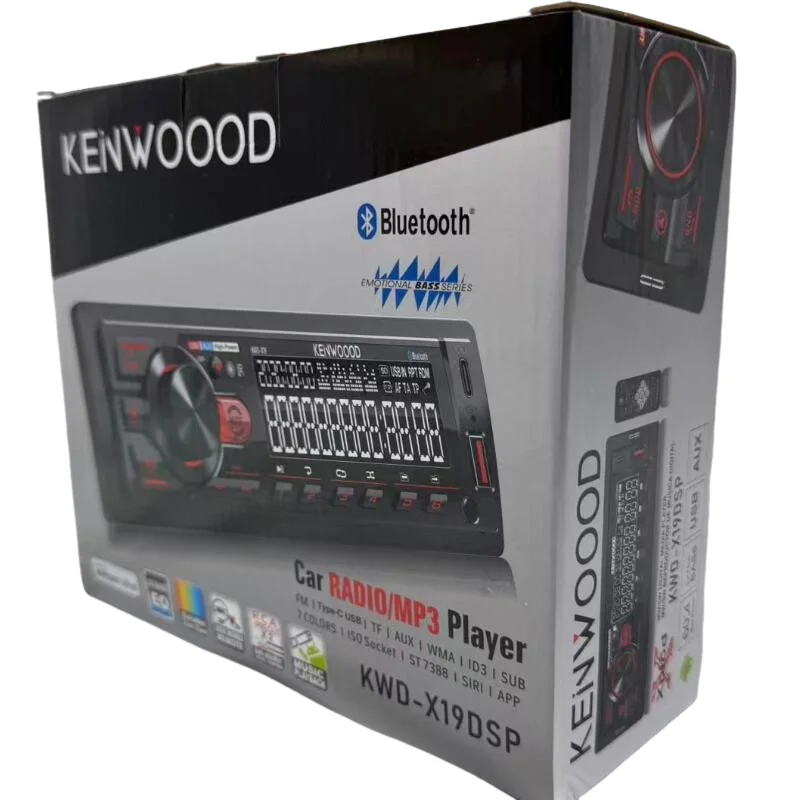 Receptor multimedia digital para automóvil Kenwood KMD-X19DSP 1-DIN con Bluetooth, USB, MP3, entrada auxiliar, radio AM/FM, compatible con smartphones y Spotify