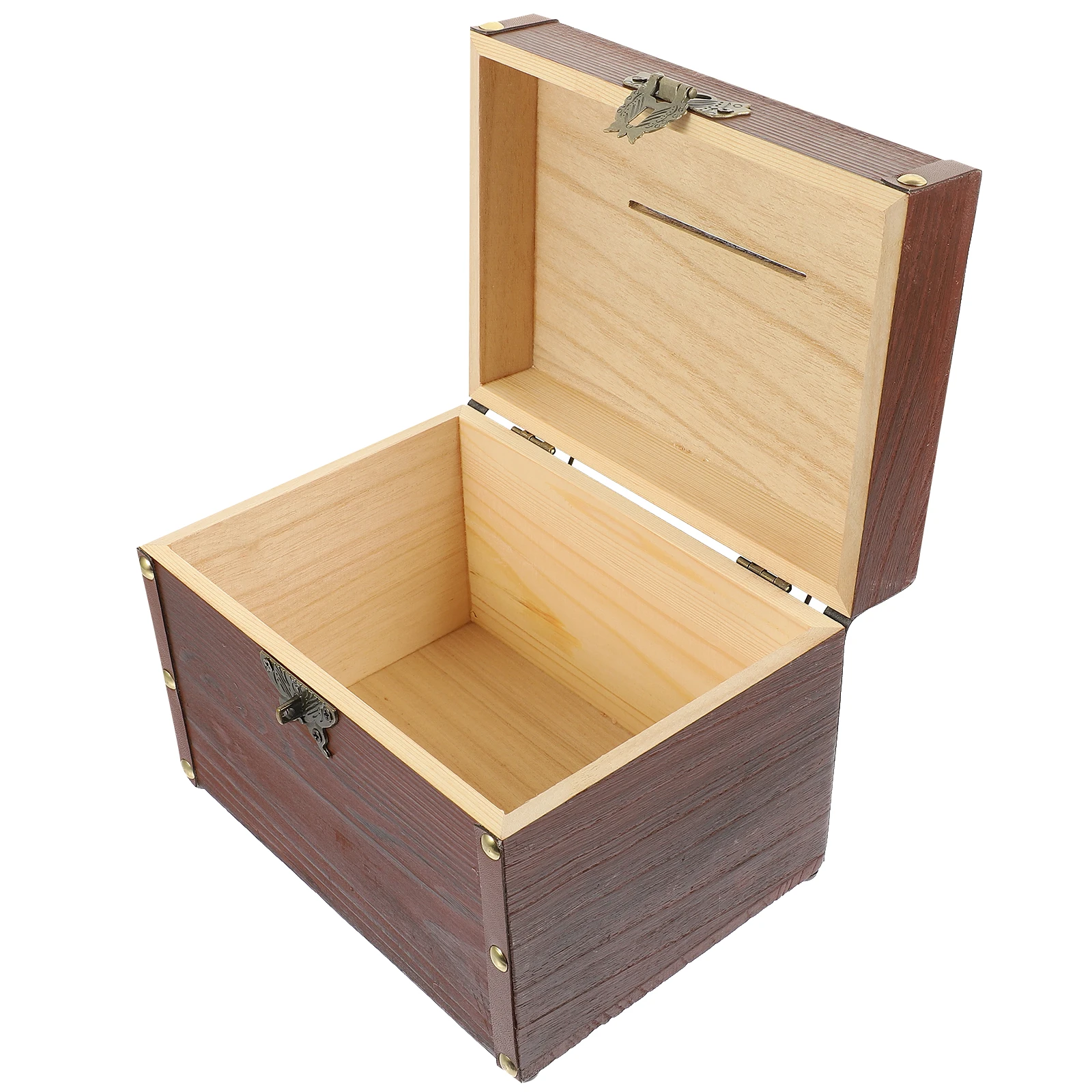 

Wooden Piggy Bank Birthday Treasure Chest Saving Banknotes Coin Jar Large Capacity Home Decor Retro Style