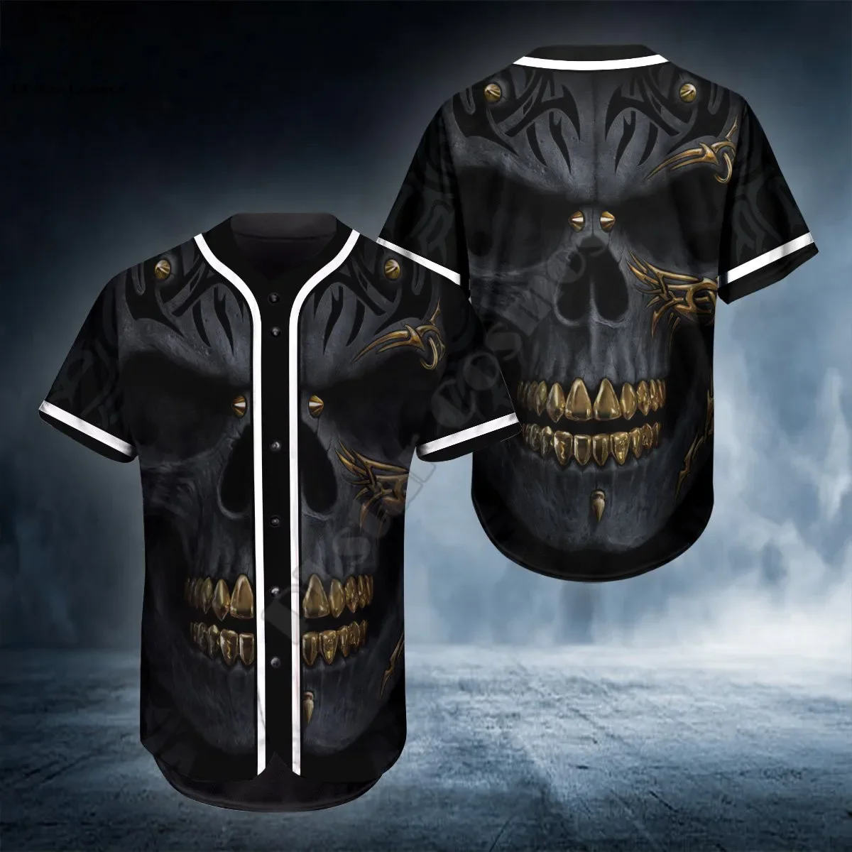 PLstar Cosmos Baseball Jersey Shirt 3d All Over Printed Head Dark Night Skull Baseball Shirt hip hop Tops Love Skull Gift