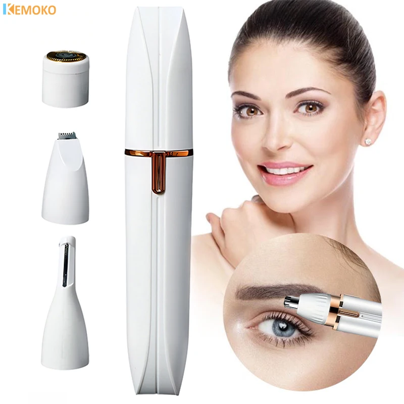 Facial Hair Remover - Painless Portable Epilator for Women & Men - Rechargeable Electric Trimmer for Nose, Eyebrows 4 in 1