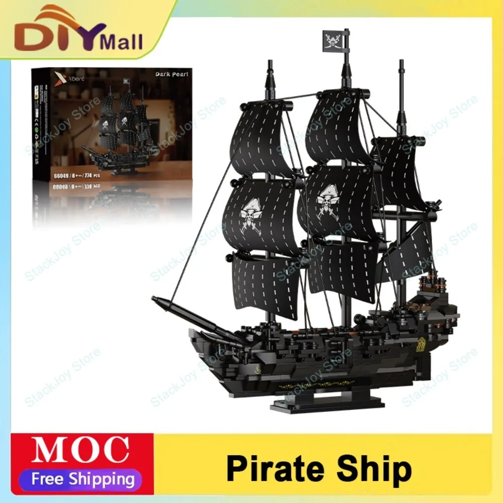 

MOC 774PCS Pirate Ship Toys The Black Pearl Pirate Ship Building Block Assembly Ship Model Brick Set Kids Christmas Gift