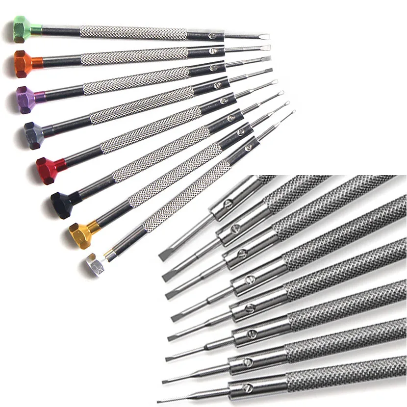 0.6mm-2.0mm New Watchmakers Screwdrivers Watch Glasses Flat Blade Cross Blade Screwdriver Watches Accessories Repair Tool Kits