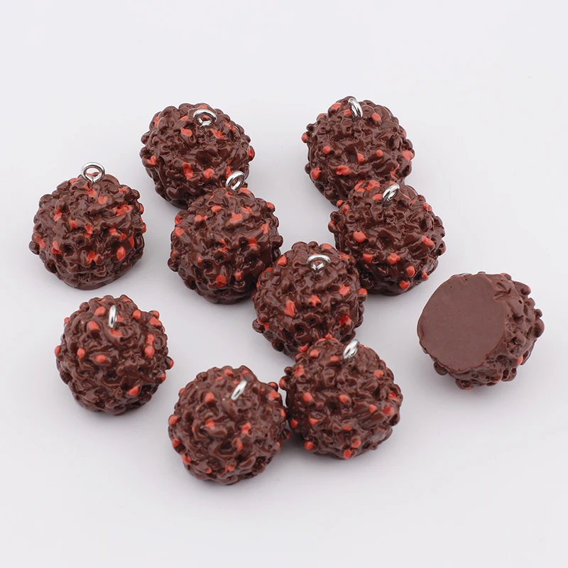 6Pcs Chocolate Ball Food Charms Kawaii Resin Pendant Charms for Earring Bracelet Keychain Diy Kid Women Jewelry Making Supplies image 5