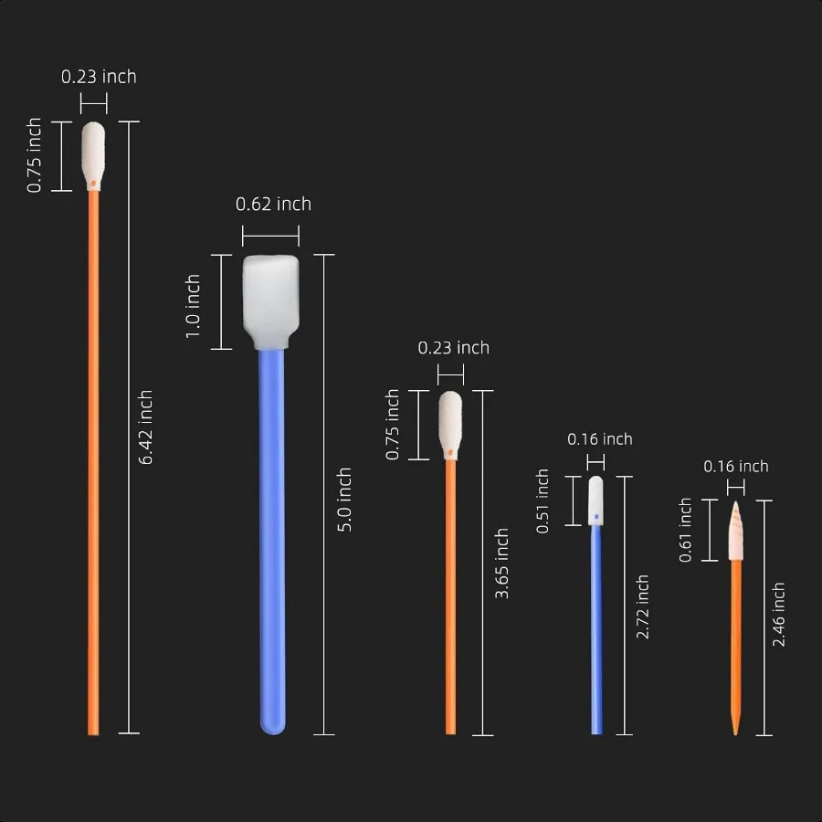 's 6.42'' Gun Cleaning Swabs Long swabs Microfiber Foam swabs 200pcs