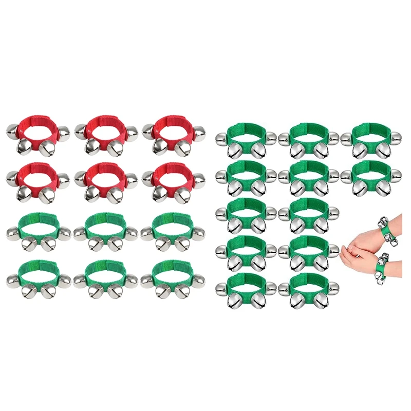 12 Pcs Wrist Band Bells Bracelets Jingle Bells Musical Ankle Bells Rhythm Instrument For Kids Christmas Party Favors