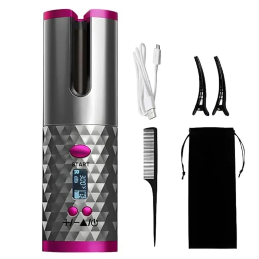 

Automatic Rotating Curling Iron Cordl Curling Iron Beach Waves Styler Curling Wand Portable Hair Curler Wand Set 500 Million Io