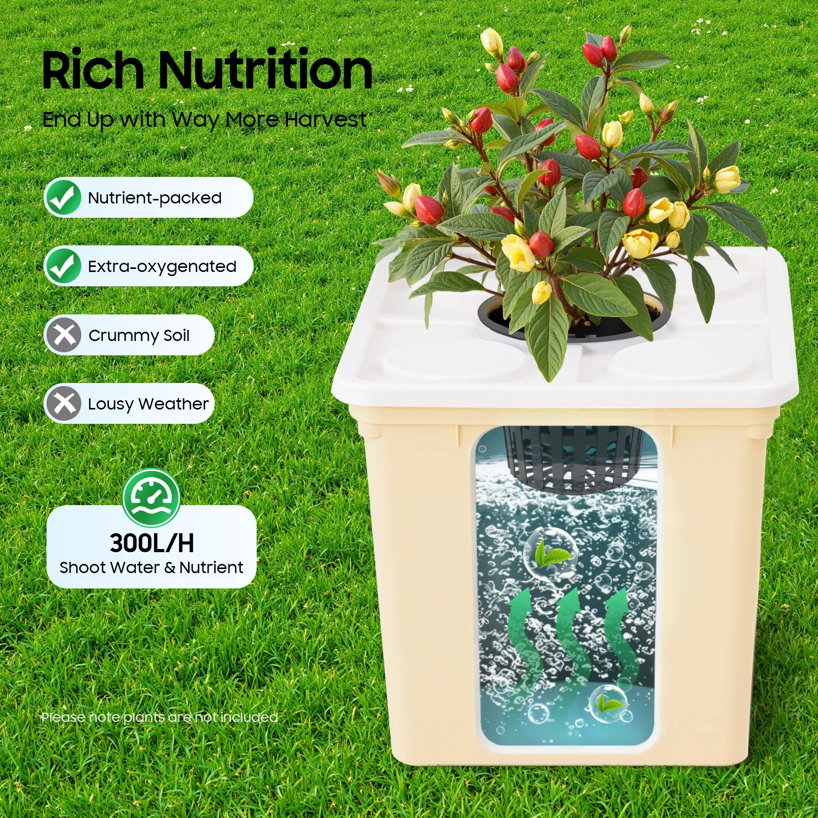 

5Bucket DWC Hydroponics System, Complete Indoor Garden Kit with 4W Pump & Clay Pebbles, Soil-Free Garden for Balcony & Home