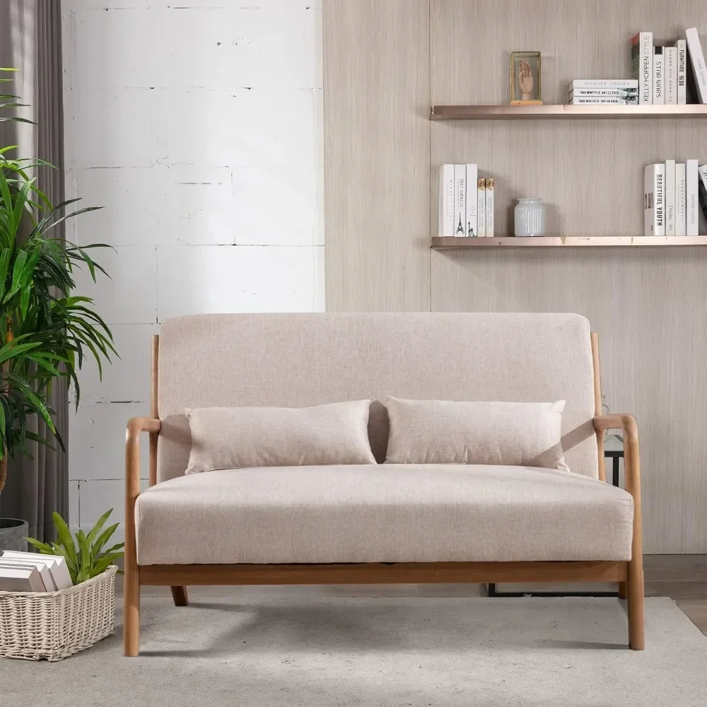 

Compact 2-Person Sofa – MCM Design with Plush Cushions & Tapered Legs