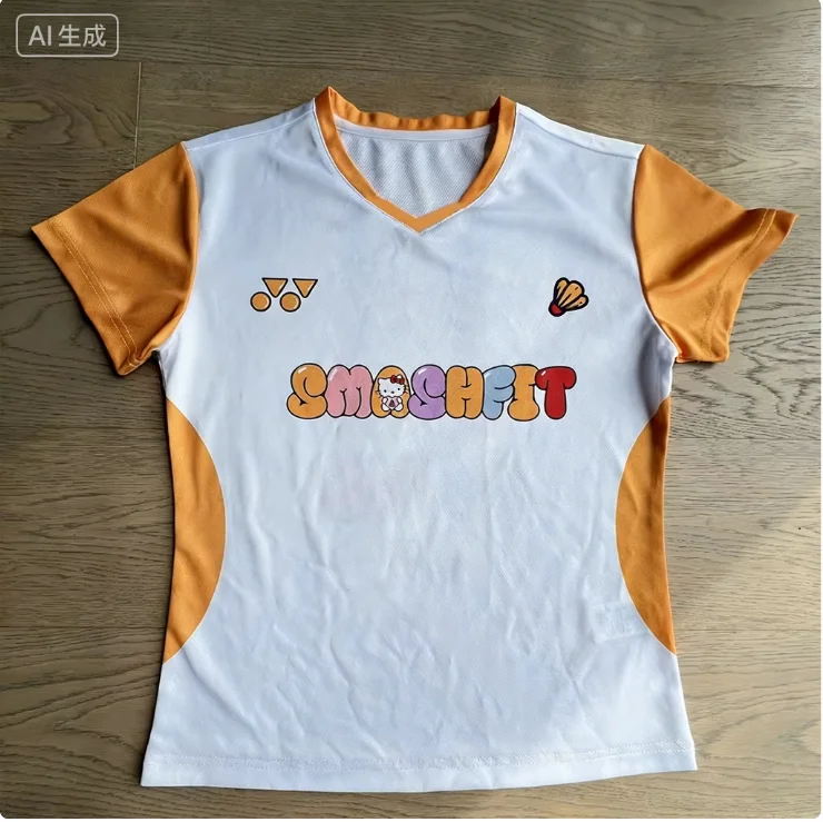 2026 مرحبا كيتي قصيرة الأكمام ثلاثية الأبعاد تي شيرت مطبوع التجفيف السريع الريشة تنفس التدريب الرياضي امتصاص العرق الرجال والنساء