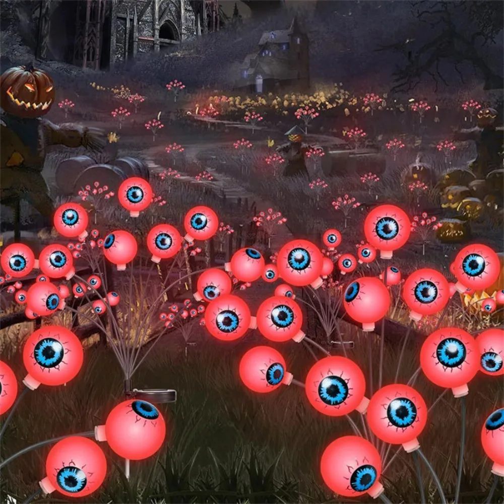 1PC 6LED Halloween Solar Ghost Eye Plug in Light String, Used for Autumn Harvest, Garden, Courtyard, Lawn Decoration