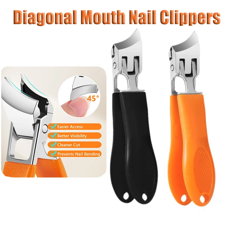 Wide Jaw Opening Anti-Splash Slanted Nail Clipper Curved Oblique Blade Clippers Puppy Hard Toenail Pet Pedicure Manicure Tools