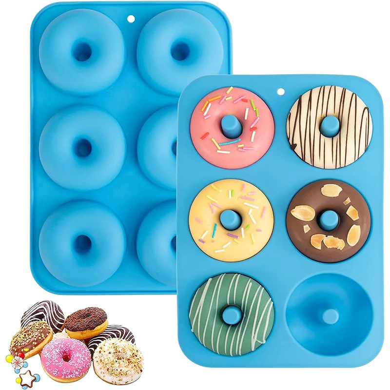 Silicone 6-Hole Donut Mold High Temperature Resistant Non-Stick Mini Cupcake Mold DIY Oven Baking Mold