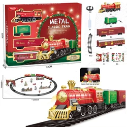 Kids Electric Steam Alloy Train Toy Railway High-Speed Rail Parking Lot Model Family Reunion Party Game Boy EMU Birthday Gift