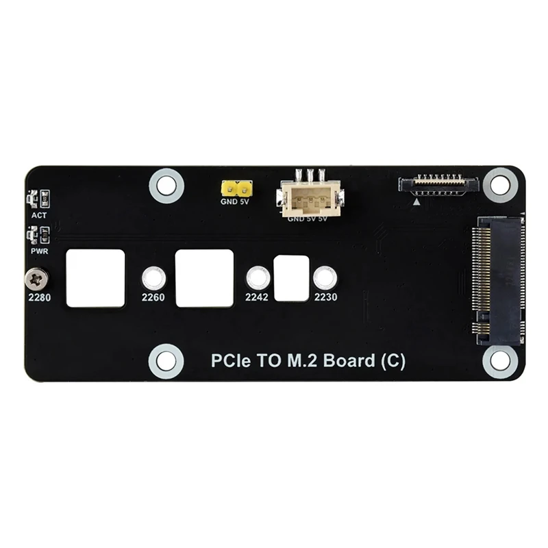 Placa adaptadora para Rpi 5 PCIE a M.2, placa de expansión SSD fácil de usar para Raspberry Pi 5 PCIE a M.2 Nvme 2230/2242/2260/2280