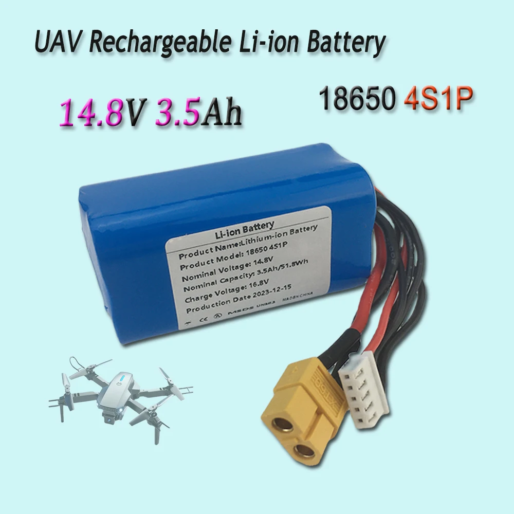 

18650 4S1P 14.8V 3.5Ah High Capacity UAV Rechargeable Li-ion Battery for Various RC Airplane Quadrotor XH2.54-5P XT60