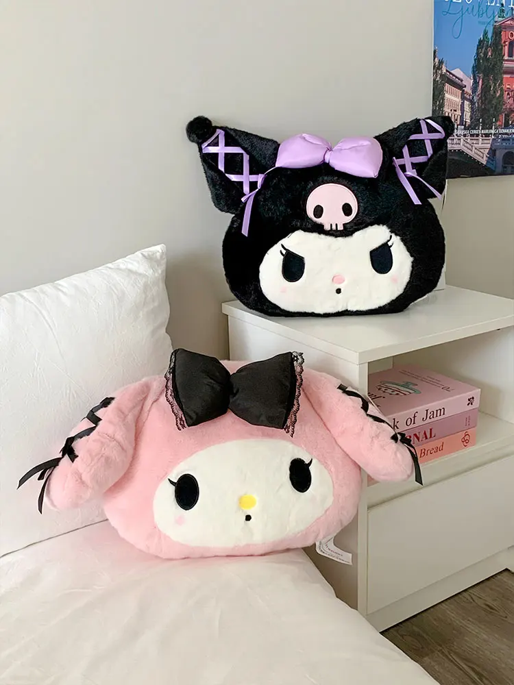 35X26Cm Kawaii Kuromi Plush Doll Toys Sanrio Cartoon My Melody Plush Pillow Super Soft Bedroom Sofa Decoration Gifts For Girls