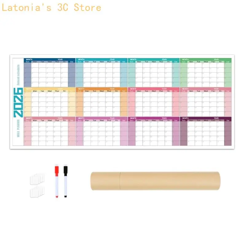 2026 Kalender mit Ganzjahresansicht, Wandplaner, 100 x 42 löschbarer Wandkalender, Jahresplaner für die tägliche Planung – Detail 3