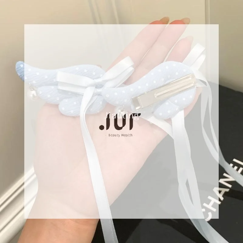 2pcs Cute Angel Wing Plush Hairpin Magic Sticker Hair Accessories Children Girls Hair Clip Accessories Barrettes Hair Grip