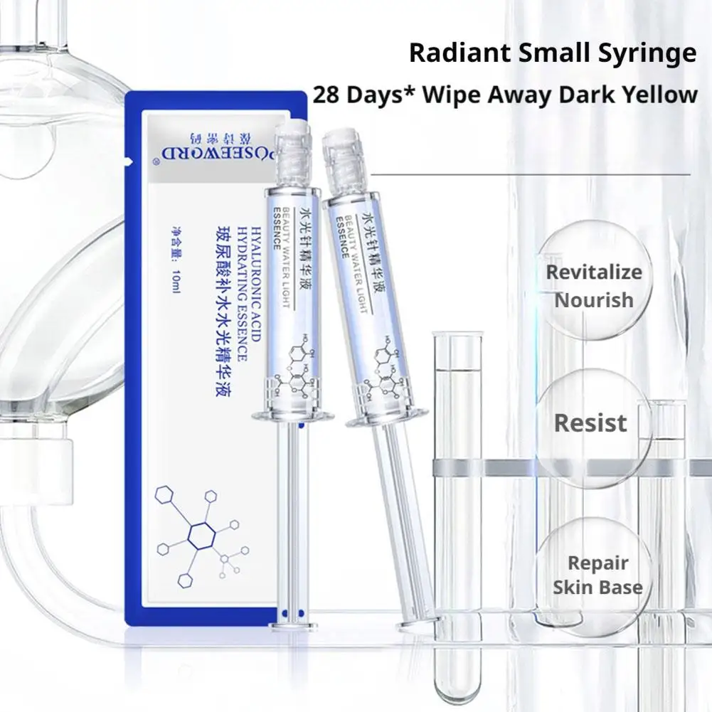 Hyaluronic Acid Hydrating Beauty Water Light Essence 10ml Portable Travel Friendly Skincare Products Natural Aloe Rose Extract